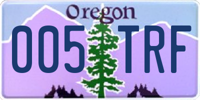 OR license plate 005TRF