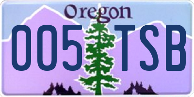 OR license plate 005TSB