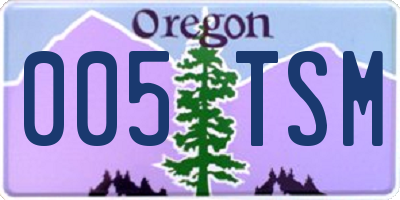 OR license plate 005TSM