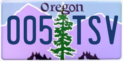 OR license plate 005TSV