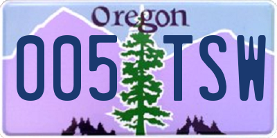 OR license plate 005TSW