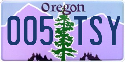 OR license plate 005TSY