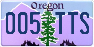 OR license plate 005TTS