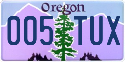 OR license plate 005TUX
