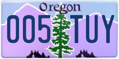 OR license plate 005TUY