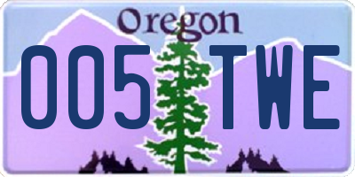 OR license plate 005TWE
