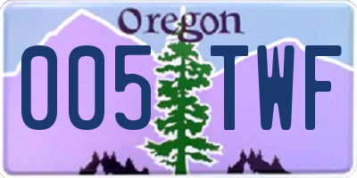 OR license plate 005TWF