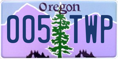 OR license plate 005TWP