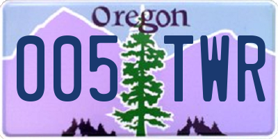 OR license plate 005TWR