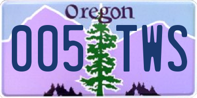 OR license plate 005TWS