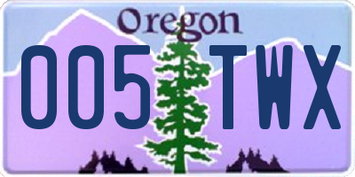 OR license plate 005TWX