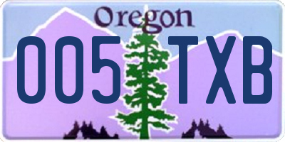OR license plate 005TXB