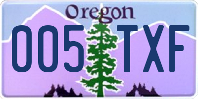 OR license plate 005TXF