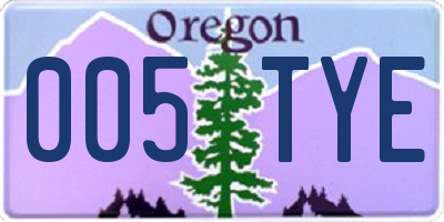 OR license plate 005TYE