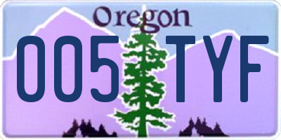 OR license plate 005TYF
