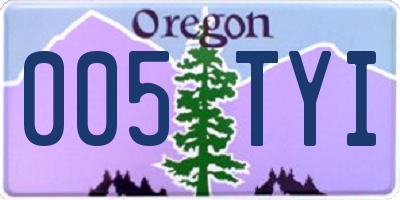 OR license plate 005TYI