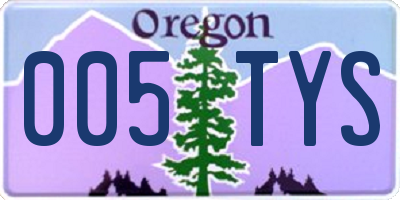 OR license plate 005TYS
