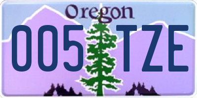 OR license plate 005TZE