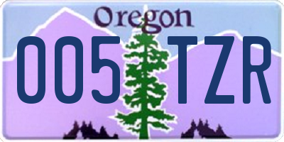 OR license plate 005TZR
