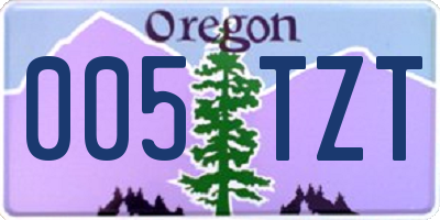 OR license plate 005TZT