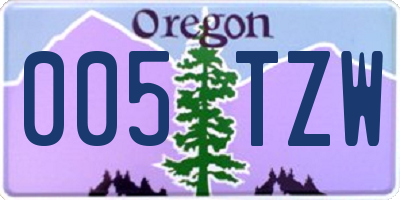 OR license plate 005TZW