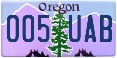 OR license plate 005UAB