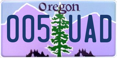 OR license plate 005UAD