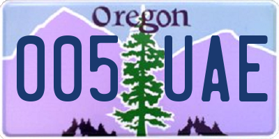 OR license plate 005UAE