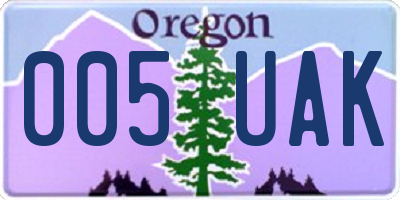 OR license plate 005UAK
