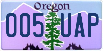OR license plate 005UAP