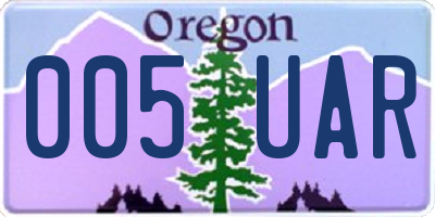 OR license plate 005UAR