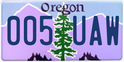 OR license plate 005UAW