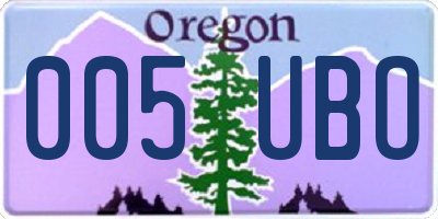 OR license plate 005UBO