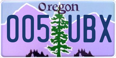 OR license plate 005UBX