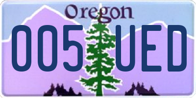 OR license plate 005UED