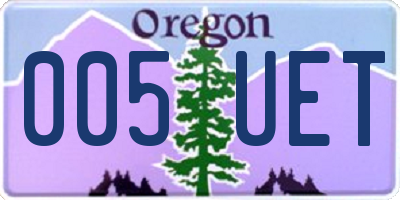 OR license plate 005UET