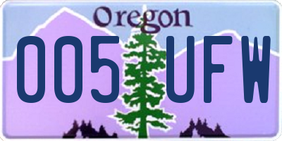 OR license plate 005UFW