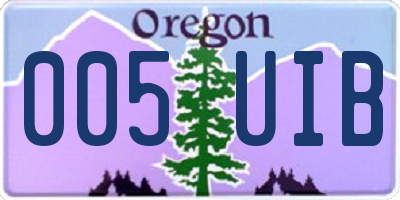 OR license plate 005UIB