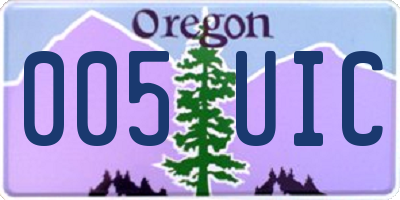 OR license plate 005UIC