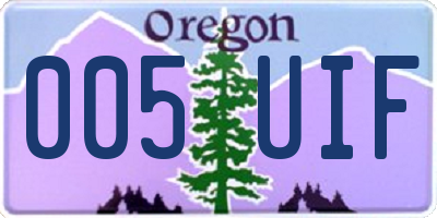 OR license plate 005UIF