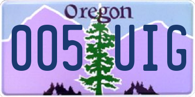 OR license plate 005UIG
