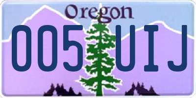 OR license plate 005UIJ