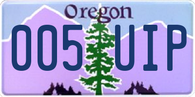 OR license plate 005UIP