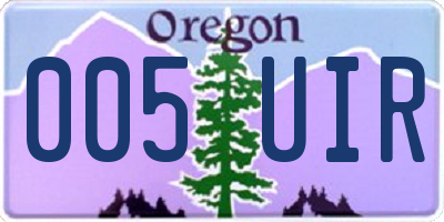 OR license plate 005UIR
