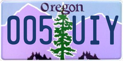 OR license plate 005UIY