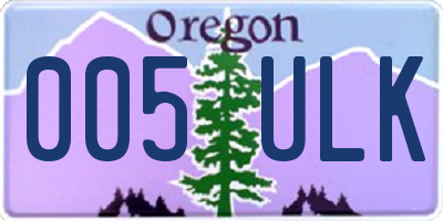 OR license plate 005ULK