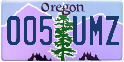 OR license plate 005UMZ