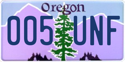 OR license plate 005UNF