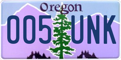 OR license plate 005UNK