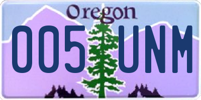 OR license plate 005UNM